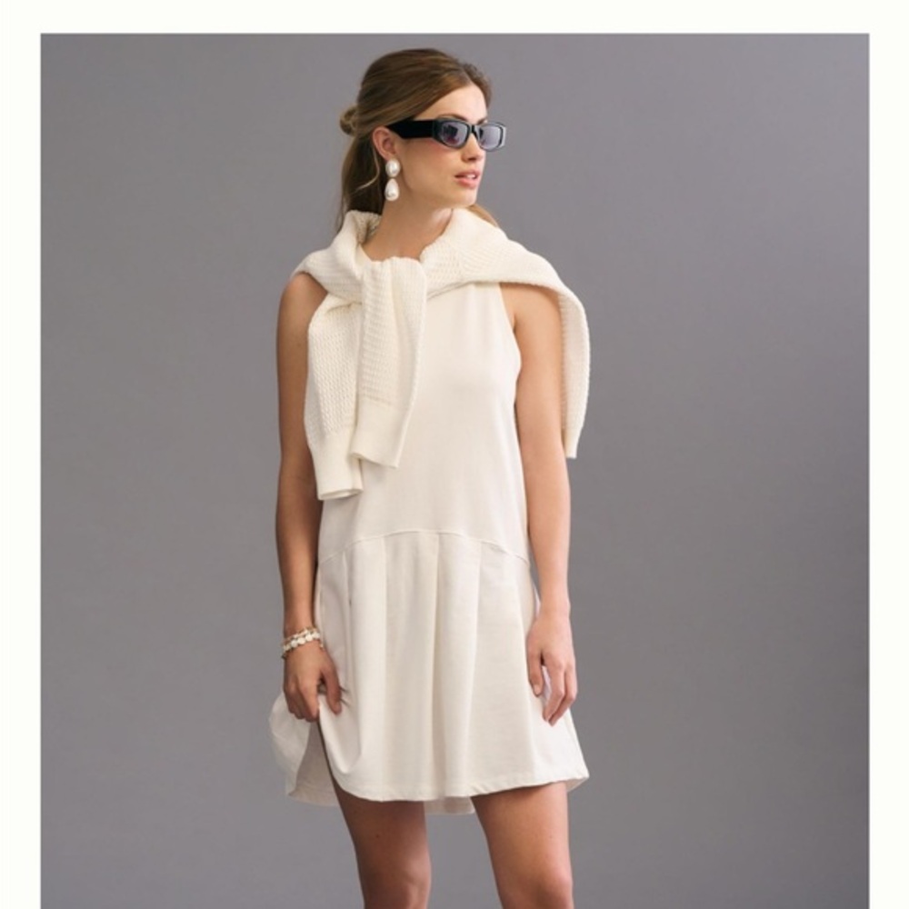 Anthropologie‎ Sundays Deacon Women's White Pullover Mini Dress M Size NWT